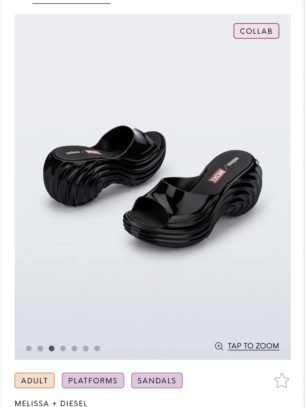 Diesel Black Sculptural Platform Sandals